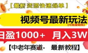 视频号独家玩法，老年养生赛道，无脑搬运爆款视频，日入1000