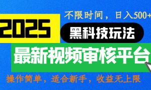 2025最新黑科技玩法，视频审核玩法，10秒一单，不限时间，不限单量，新手小白一天500