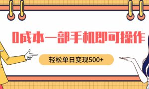 0成本一部手机即可操作，小红书卖育儿纪录片，轻松单日变现500