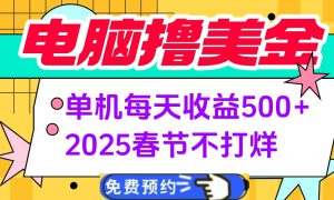 电脑撸美金单机每天收益500 ，2025春节不打烊