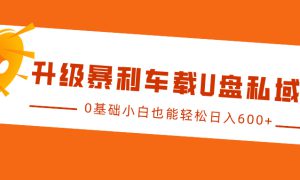 升级暴利车载U盘私域玩法，0基础小白也能轻松日入600