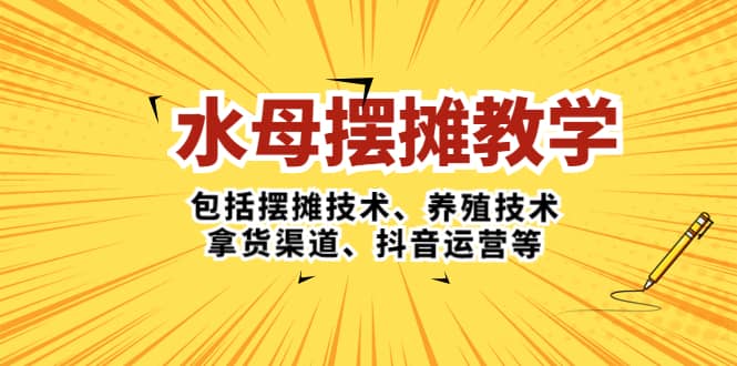 水母·摆摊教学，包括摆摊技术、养殖技术、拿货渠道、抖音运营等