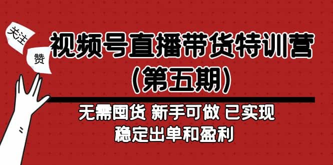 视频号直播带货特训营（第五期）无需囤货 新手可做 已实现稳定出单和盈利