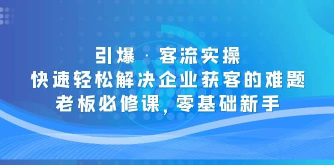 引爆·客流实操：快速轻松解决企业获客的难题，老板必修课，零基础新手