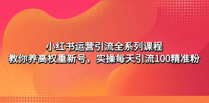 小红书运营引流全系列课程：教你养高权重新号